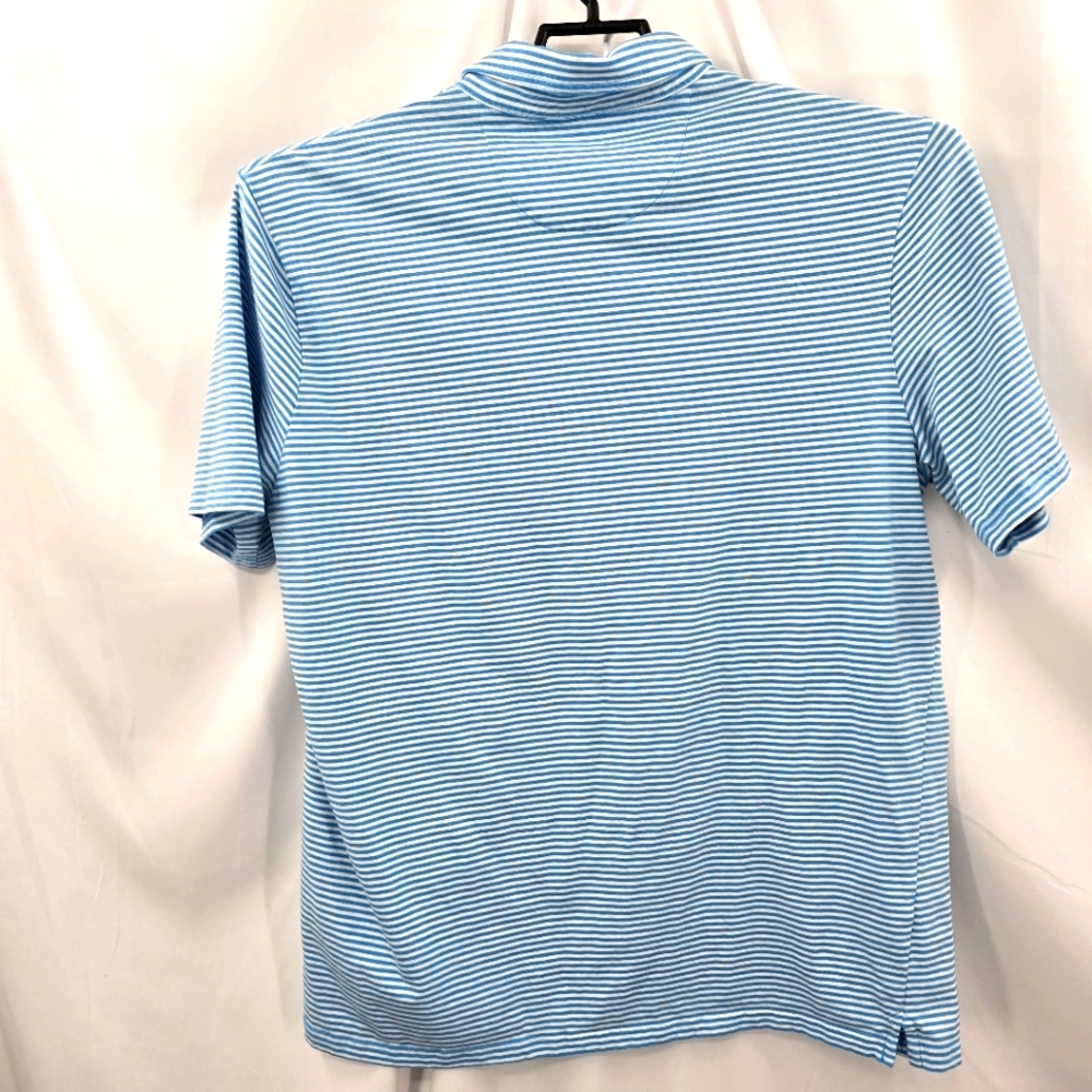 Johnnie-O Hanging Out Men's XL Cotton Polo Shirt Pocket Blue White Striped. - Picture 3 of 7